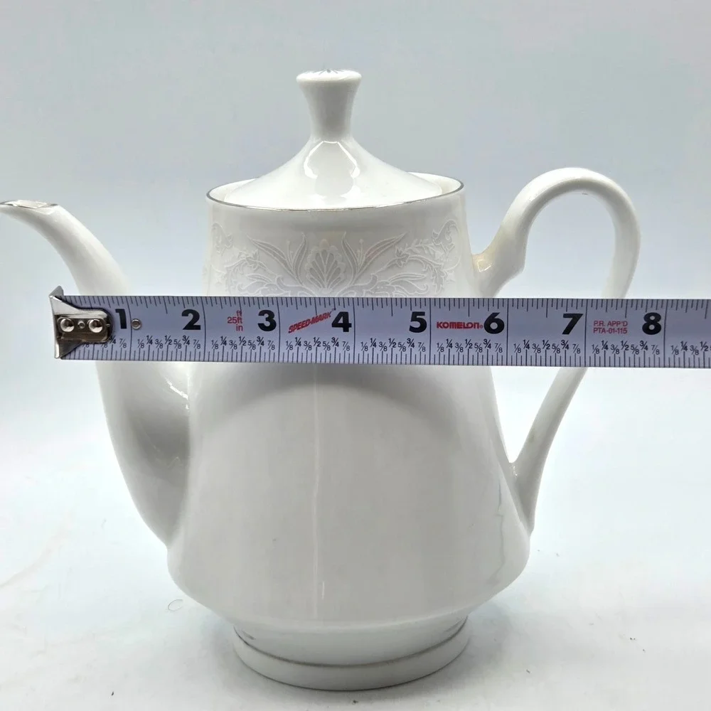 Crown‎ Ming Fine China Jian Shiang Teapot - Royal Palm Design, Silver Trim